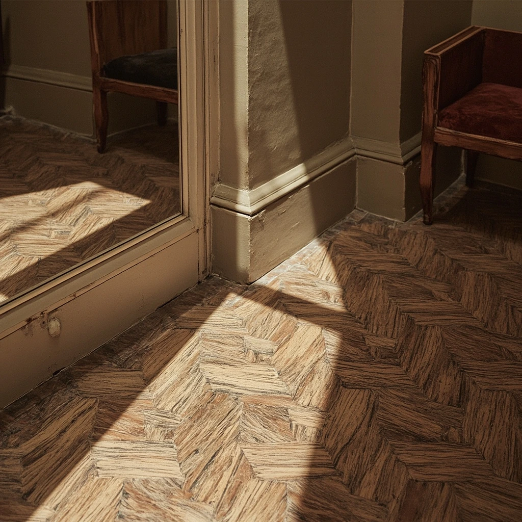 Hand-laid Liberty parquet detail in Room XII