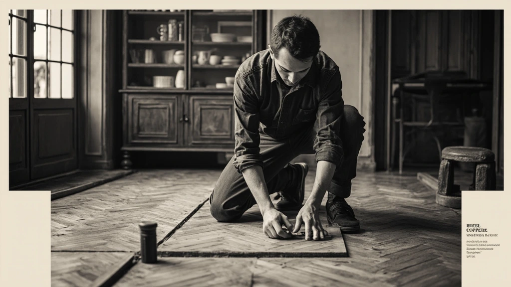 Hand-laid herringbone parquet, installation detail
