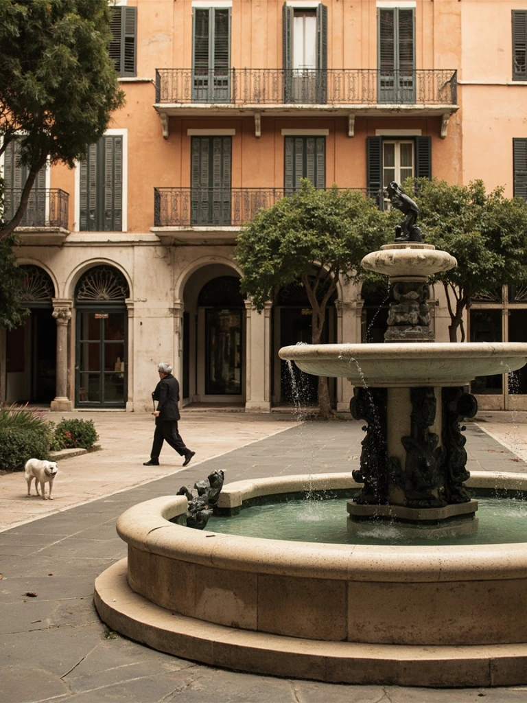 Morning light on the Fontana delle Rane in Piazza Mincio