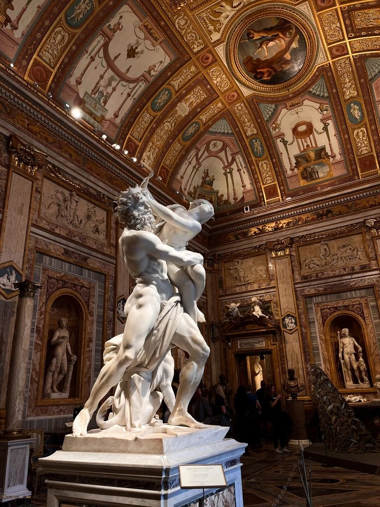 The portico of the Galleria Borghese in late afternoon light